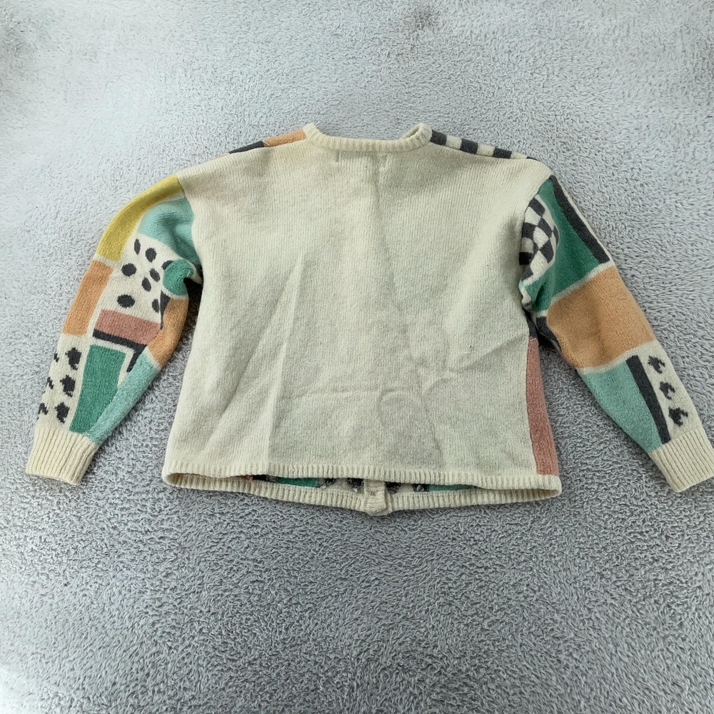 Vtg Kitty Hawk by Vivian Wang Cardigan Sweater Womens M CROP FIT Patchwork‎ 90s - Picture 3 of 7